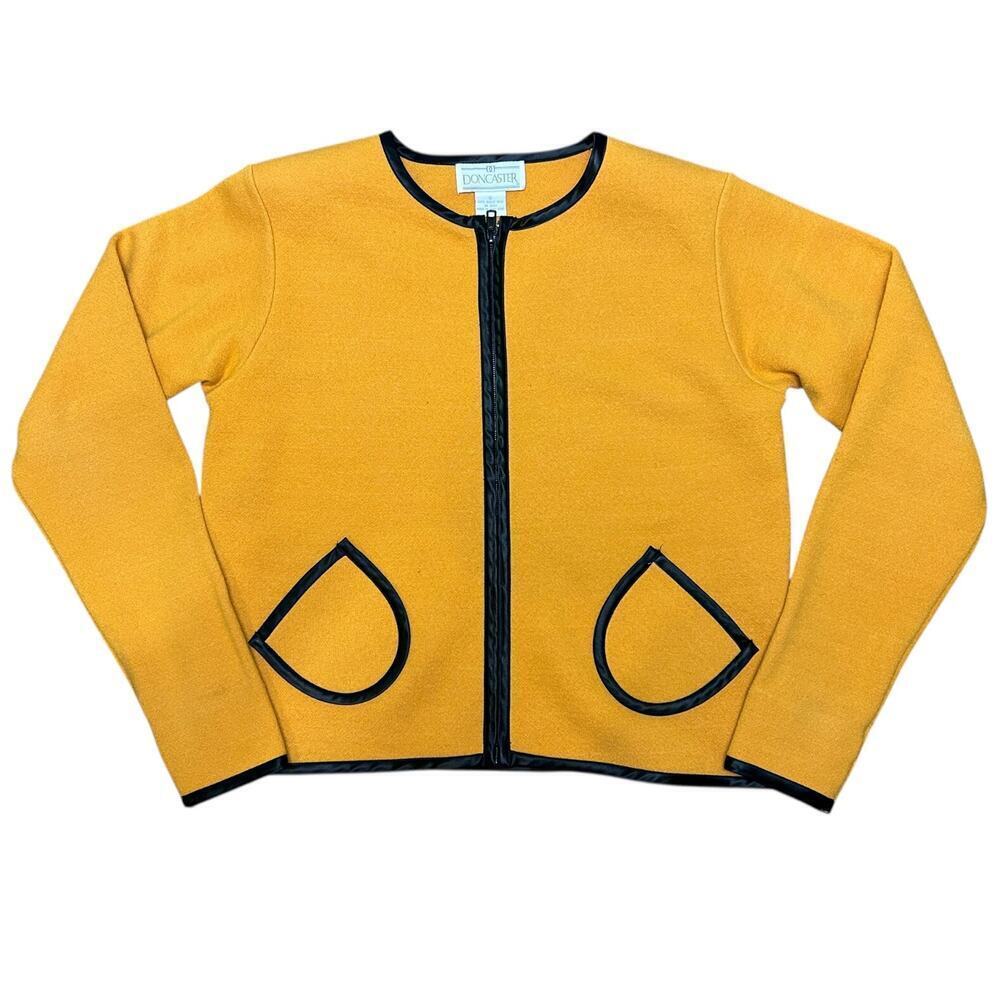 Doncaster 100% Boiled Wool Jacket Blazer Cardigan Gold Yellow Black size Small